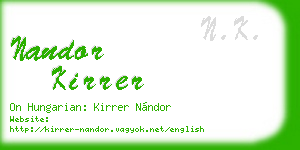 nandor kirrer business card